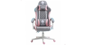 CADEIRA GAMER EG910/PRISM CINZA COM ROSA, ESTRUTURA BRANCA EVOLUT