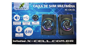 CAIXA DE SOM MULTIMÍDIA 6W USB COM LED XC-CM-06 X-CELL
