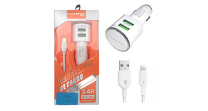 CARREGADOR VEICULAR 2 PORTAS USB 3.4A  + CABO IPHONE XR HMASTON S15 2