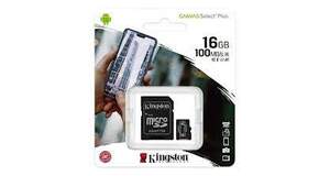 CARTAO DE MEMORIA KINGSTON MICRO SD 16GB CANVAS SELECT PLUS CLASSE 10 C/ ADAPTADOR - SDCS2/16GB