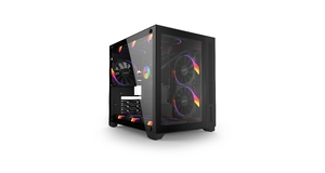 GABINETE GAMER FORCEFIELD BLACK VULCAN - FRONTAL E LATERAL EM VIDRO - PCYES - GFFBVP