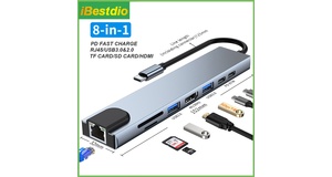 HUB USB TYPE-C( TIPO C) X 8 SAIDA (RJ45,SD/MICRO SD/USB/HDMI/TIPO C)