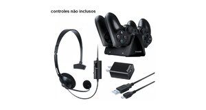 KIT GAMER  PS4 HEADSET CARREGADOR DUAL DOCK CASE  DREAMGEAR