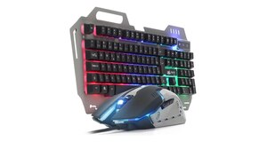 KIT TECLADO MOUSE GAMER SEMI MECÂNICO PC KNUP KP2054 CHROMA