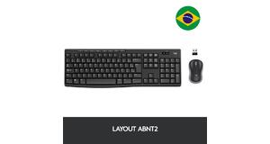 TECLADO E MOUSE LOGITECH MK270 SEM FIO MULTIMÍDIA PRETO ABNT2