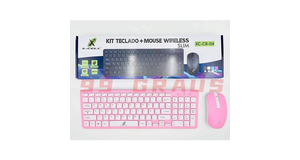 TECLADO E MOUSE SEM FIO ROSA XC-CB-04