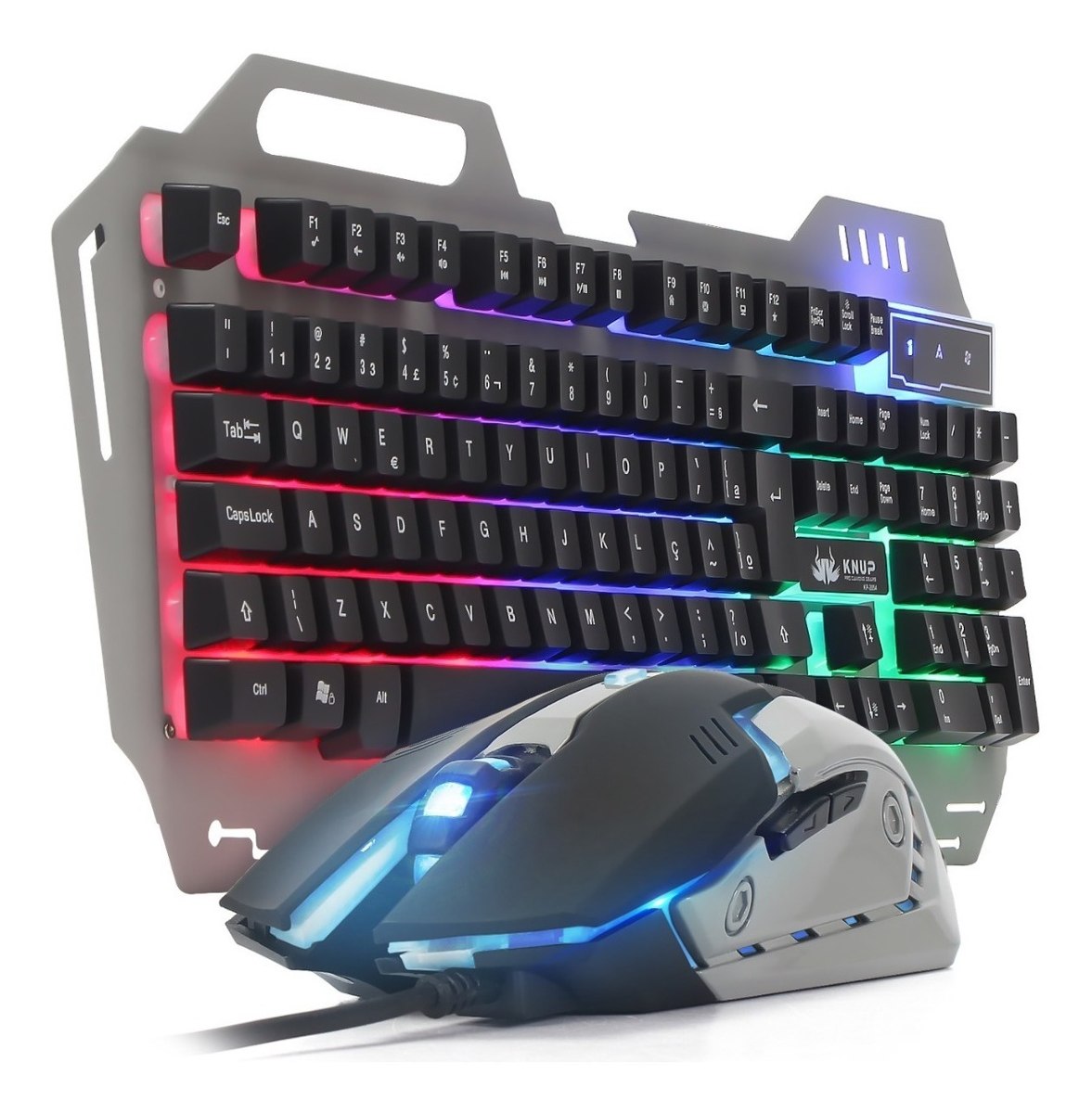 Mouse de Jogo 2400DPI Teclado Gamer Semi Mecânico Caixa de Som PC